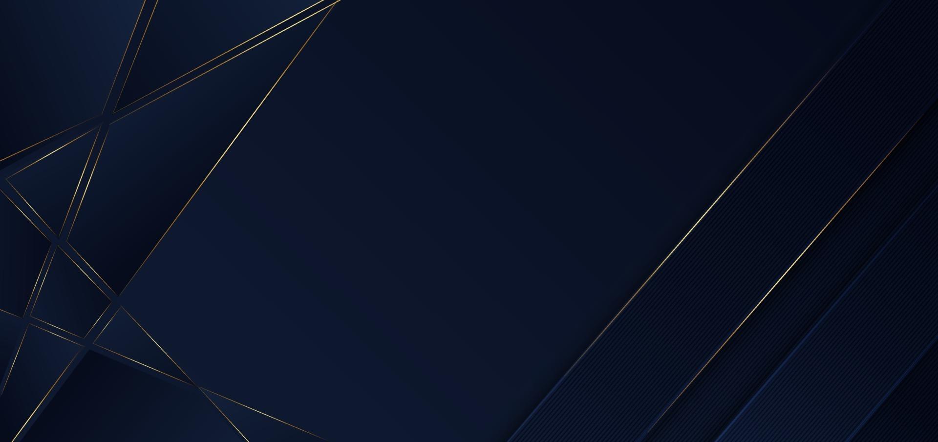 Abstract template blue geometric diagonal background with golden line. Luxury style. vector