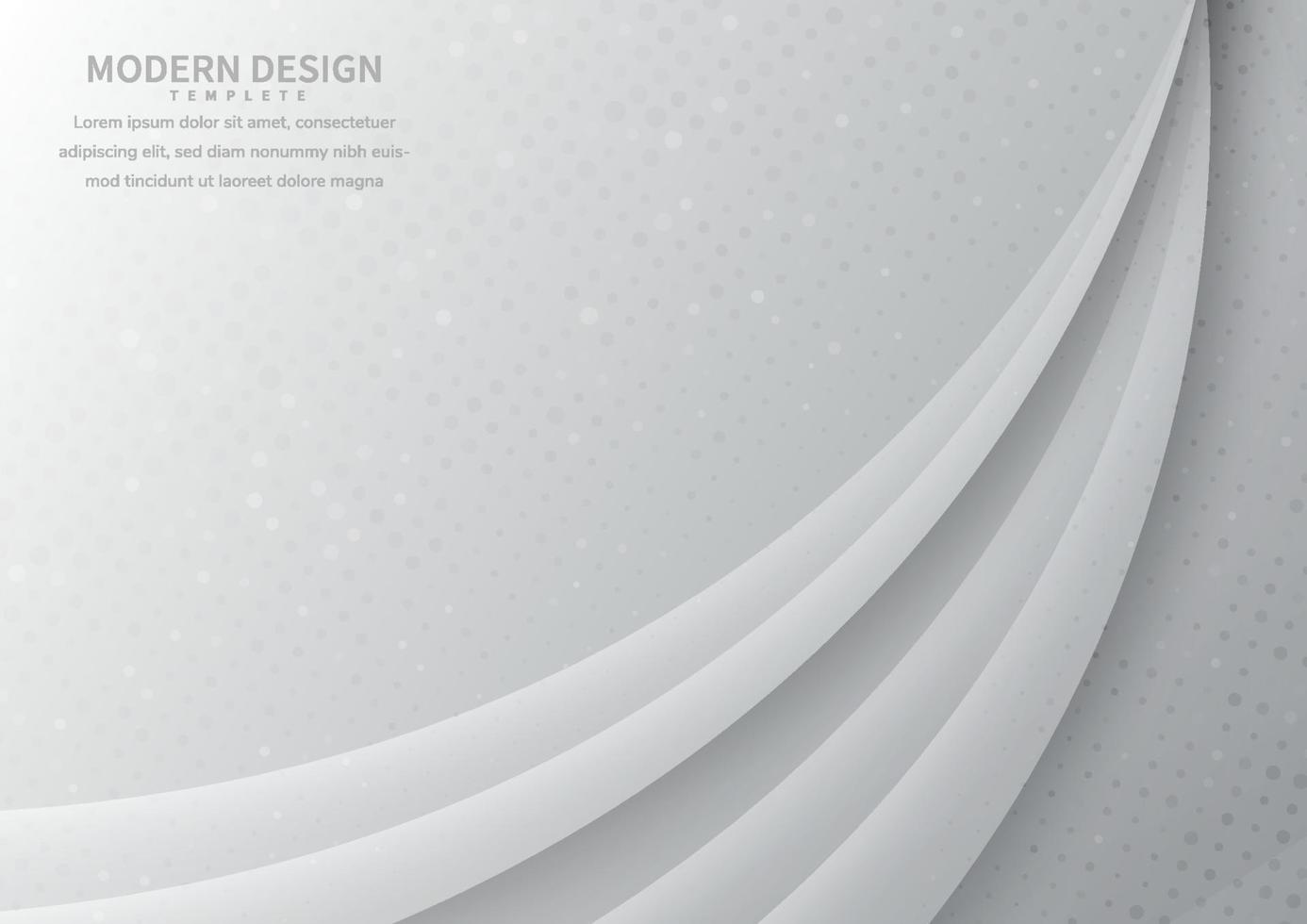 Abstract white and grey curve overlapping layer with dot pettern background. Modern style. vector