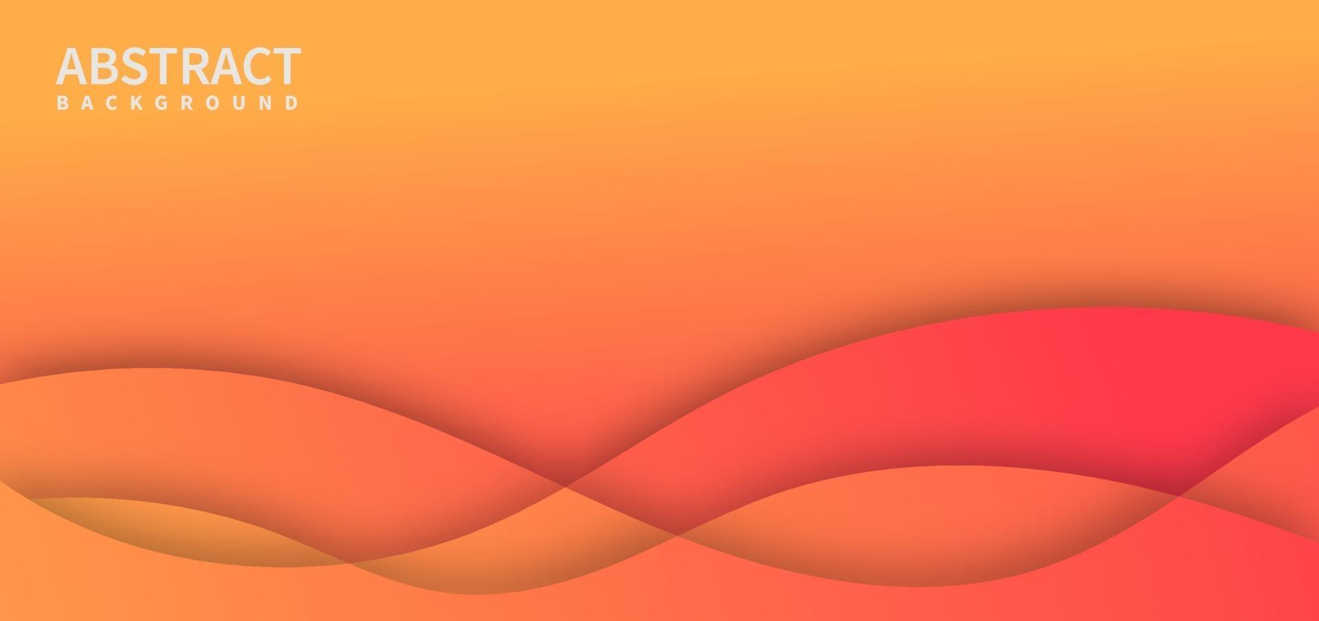 Abstract orange gradient curve water wave overlapping layer background. vector
