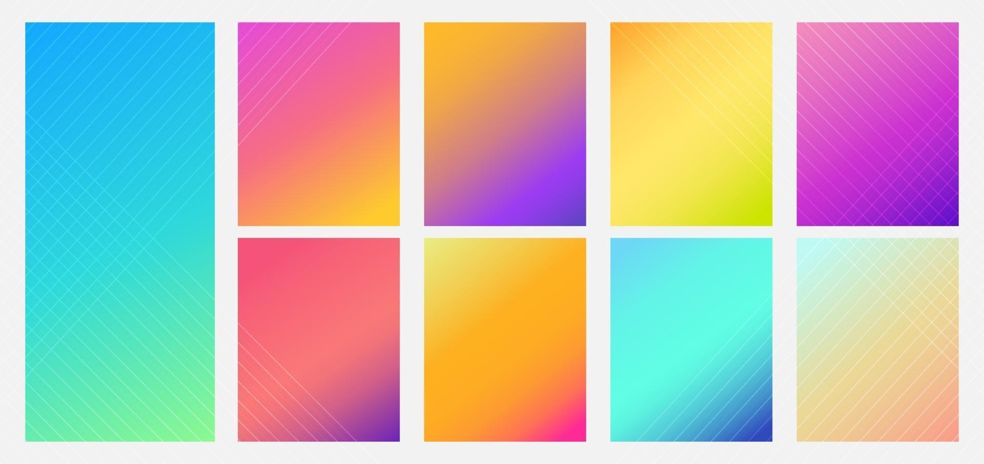 Set of color gradient vibrant background. Modern style. vector