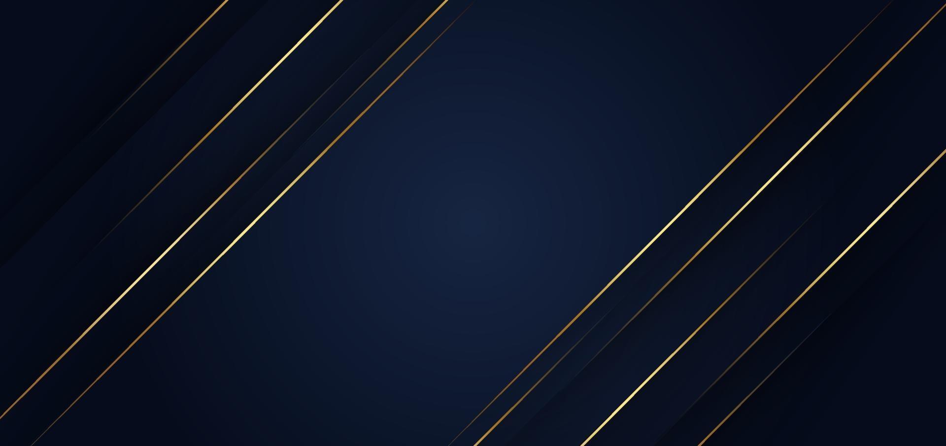 Abstract template blue geometric diagonal background with golden line. Luxury style. vector