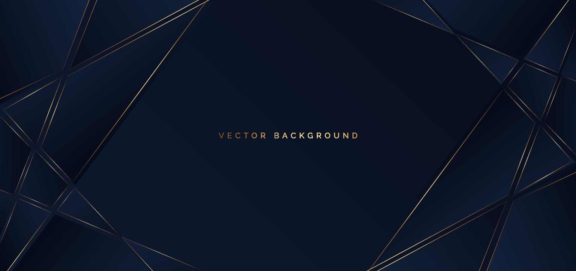 Abstract template dark blue geometric background with golden line. Luxury style. vector