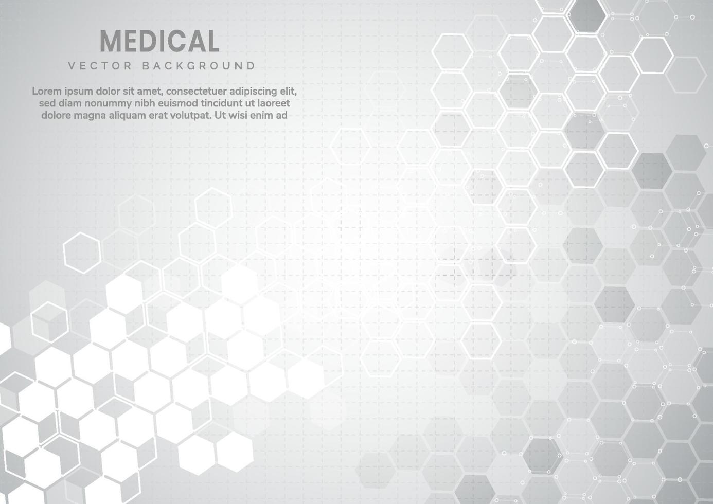 Abstract white and grey geometric hexagons corporate design background. Medical concept. vector