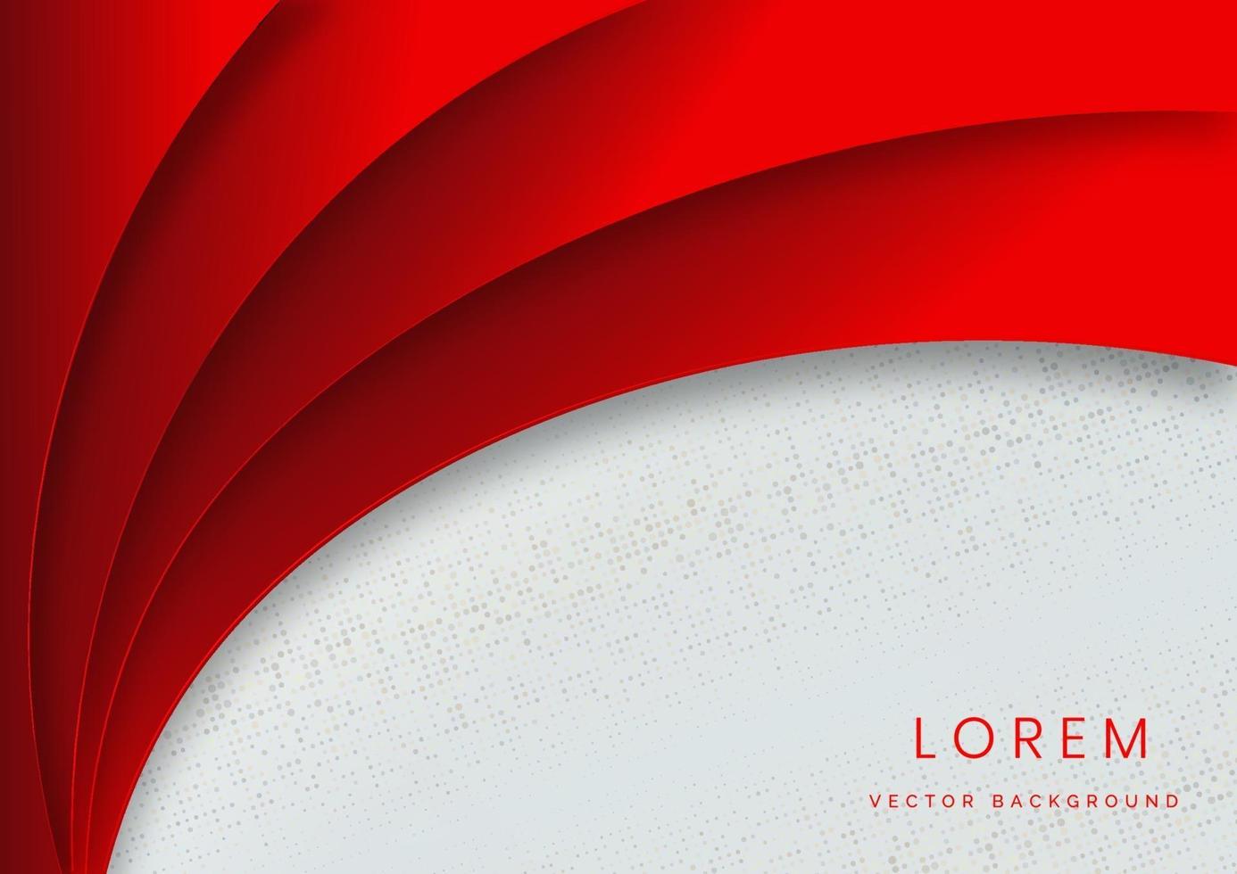 Capa de línea curva de fondo rojo abstracto en espacio en blanco para texto. vector