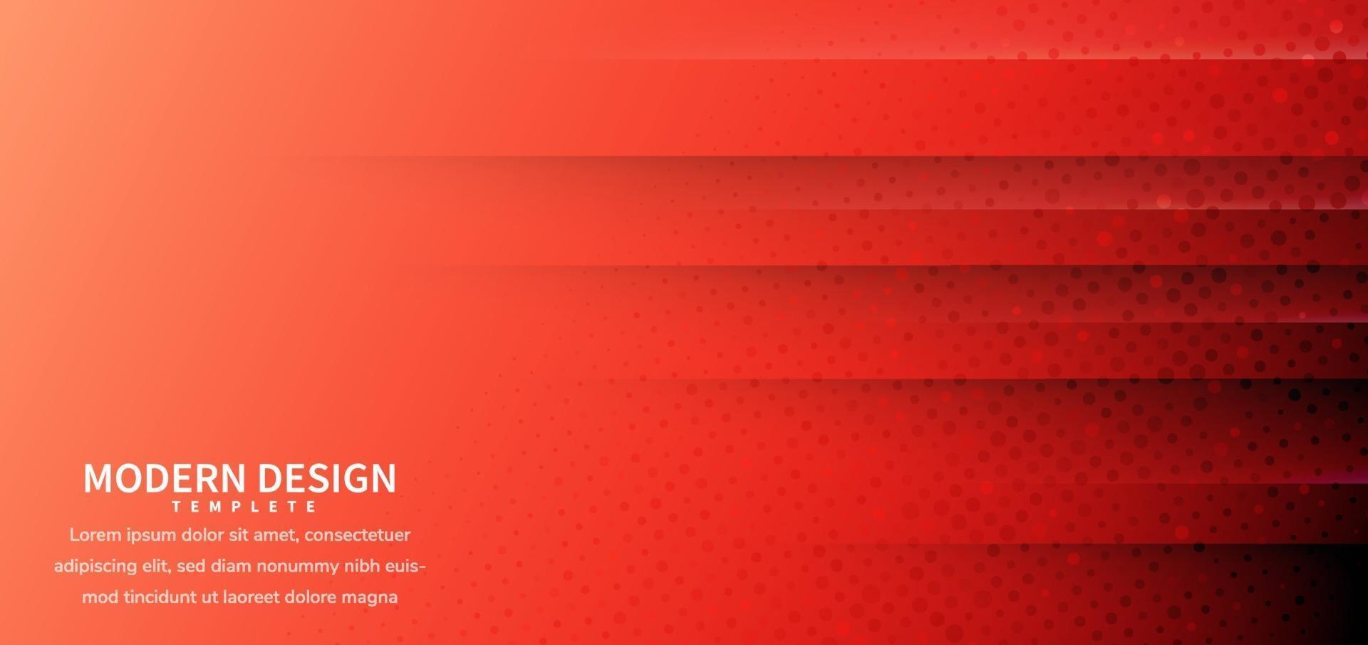 Abstract horizontal geometric red gradient background with halftone decoration. vector