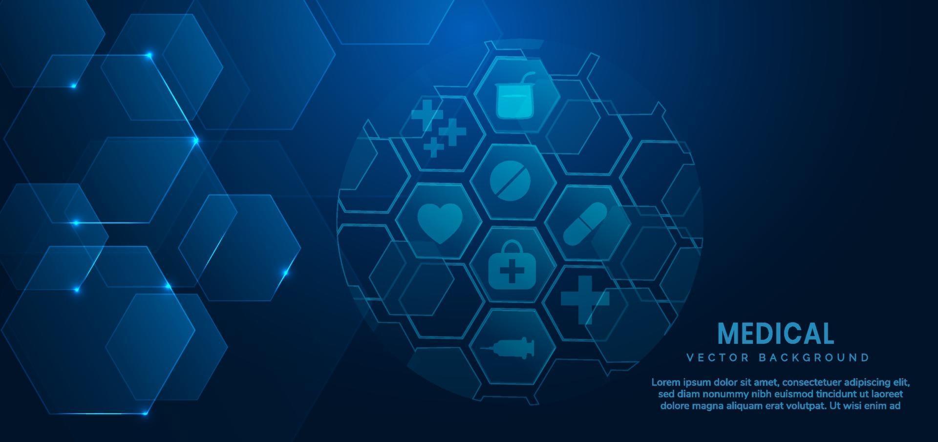 Abstract blue hexagon pattern background.Medical and science concept and health care icon pattern. vector