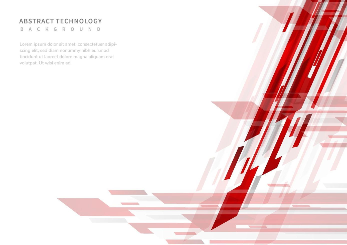 Abstract technology geometric red and gray  on white background. vector