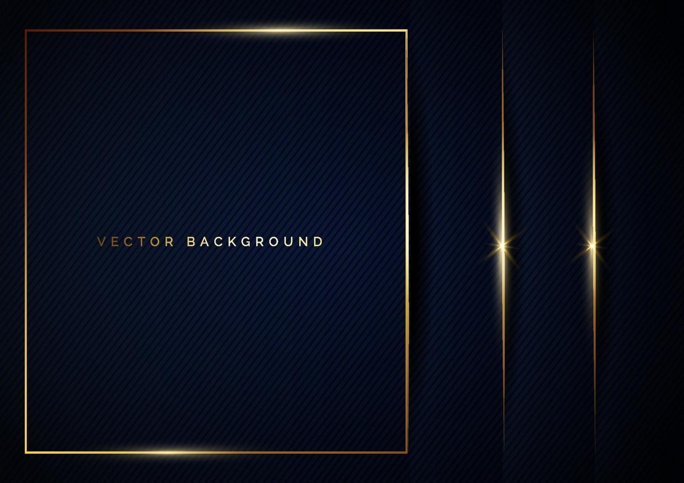 Abstract luxury dark blue paper layers overlap background and golden lines with space for text. vector