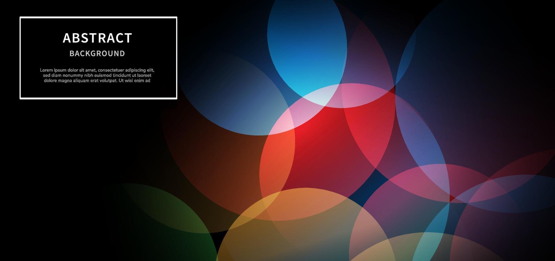 Abstract colorful geometric circles overlapping on black background. Technology concept. vector