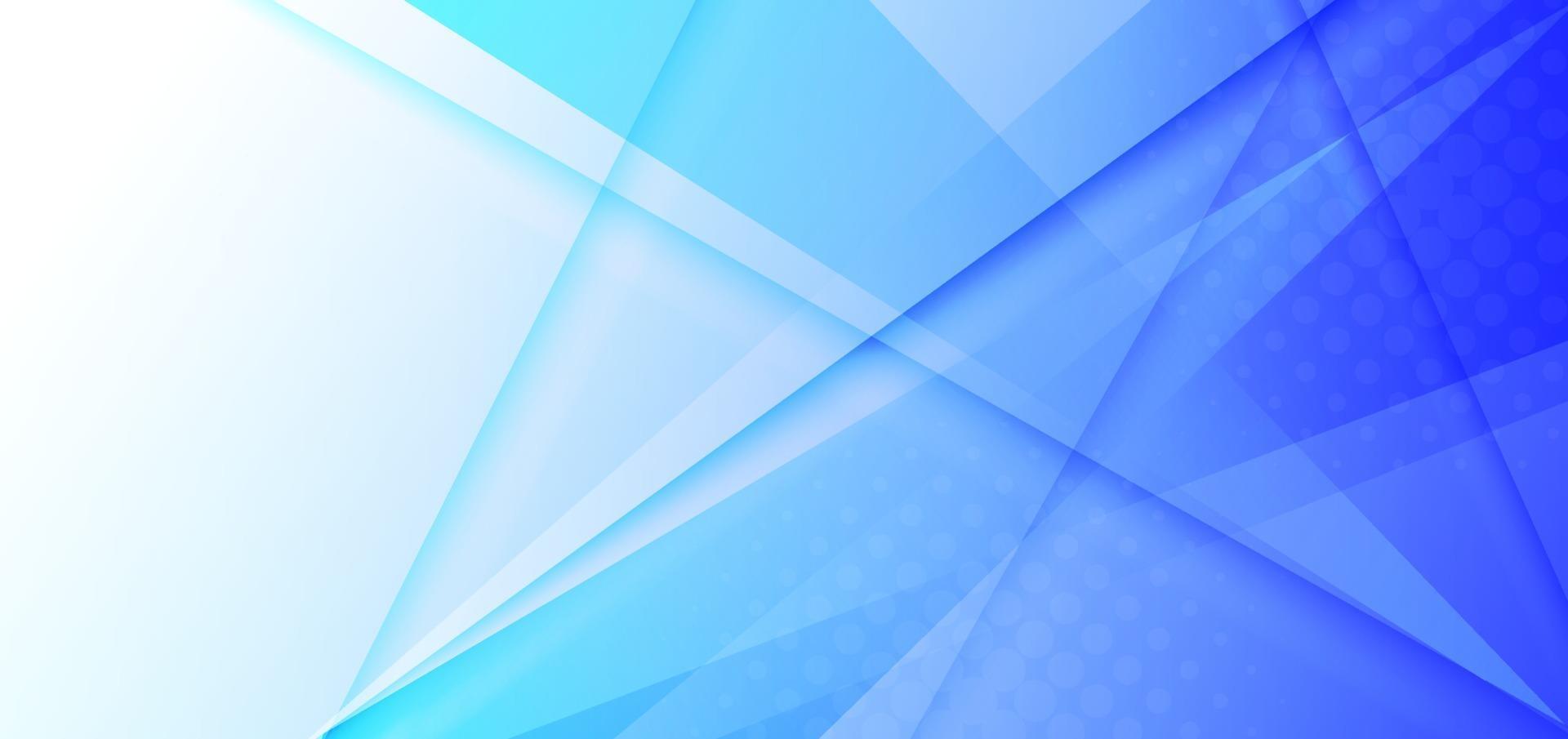 Abstract white and blue gradient triangles overlapping background. vector