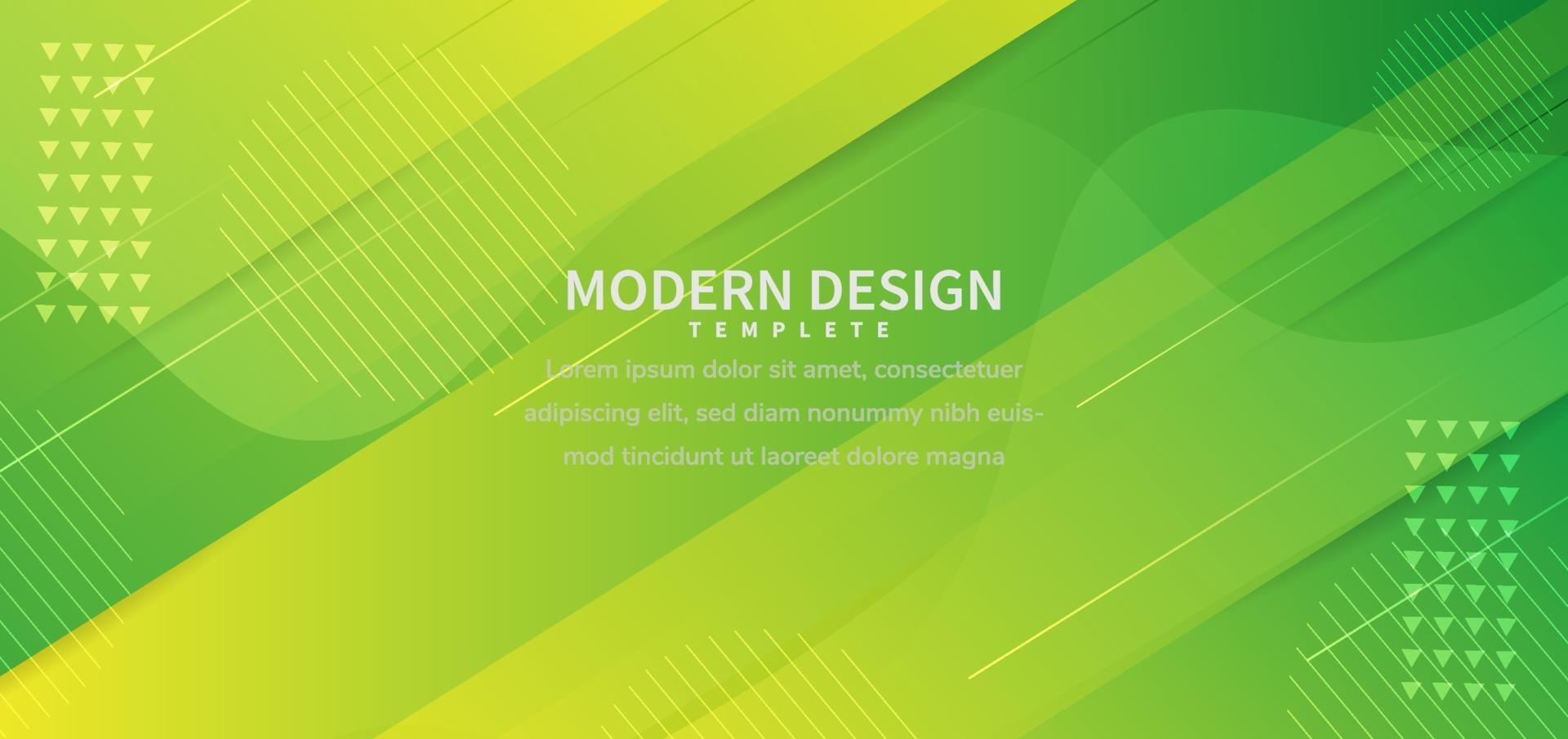 Banner design geometric green overlapping background with copy space for text. vector