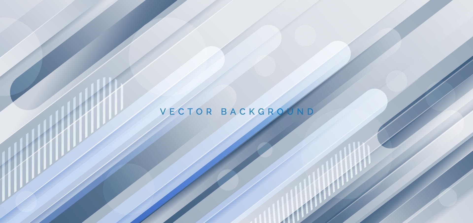 Abstract modern blue white grey color diagonal geometric rounded lines shapes background. vector