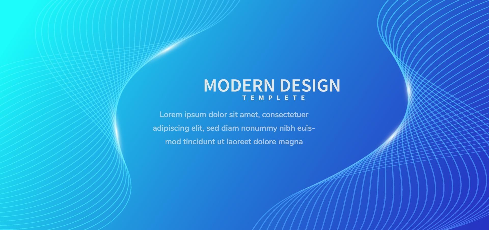Banner modern wavy striped lines on blue background. vector