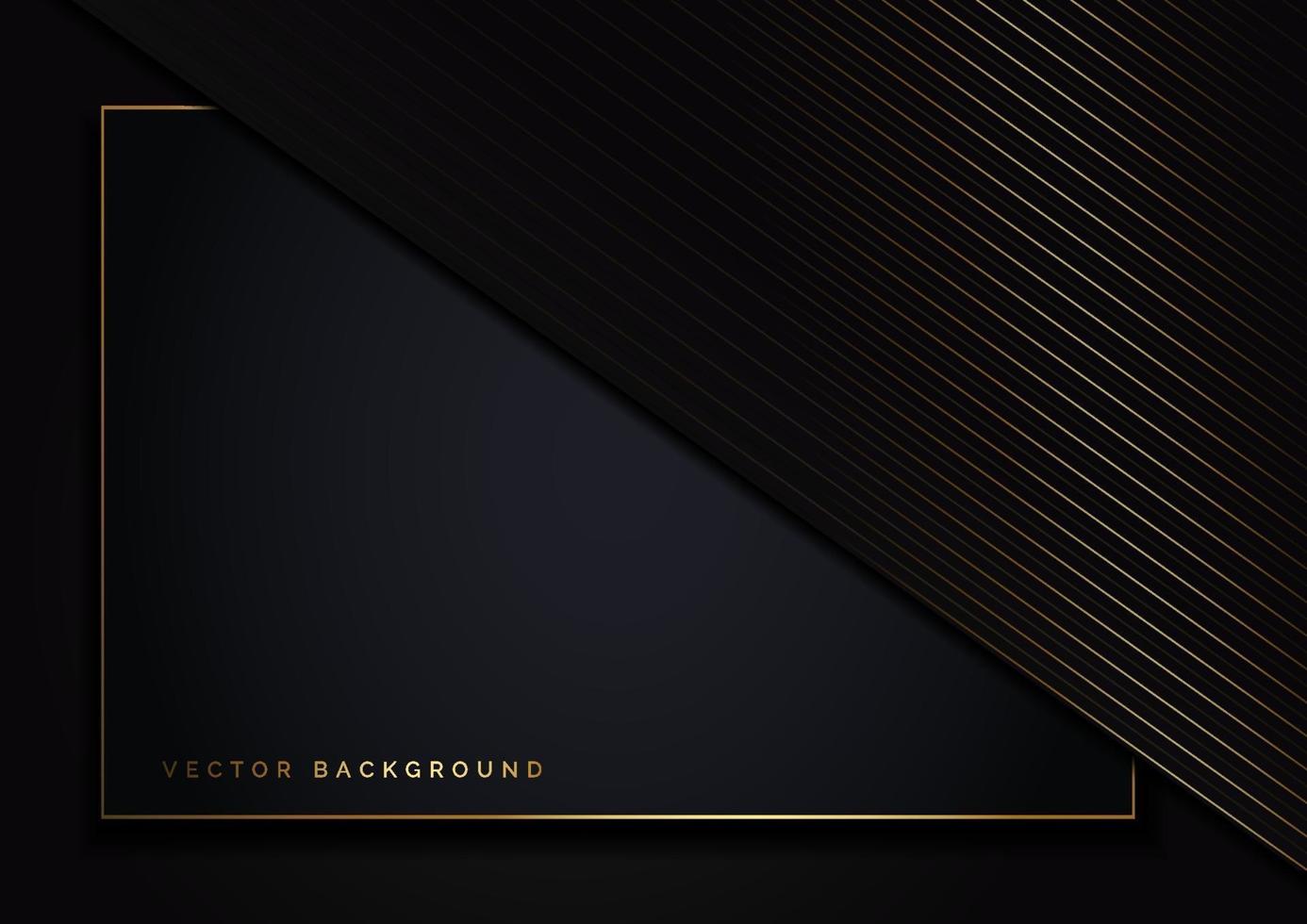 Abstract template dark geometric oblique with golden line layer on dark background. Luxury style. Frame background. vector