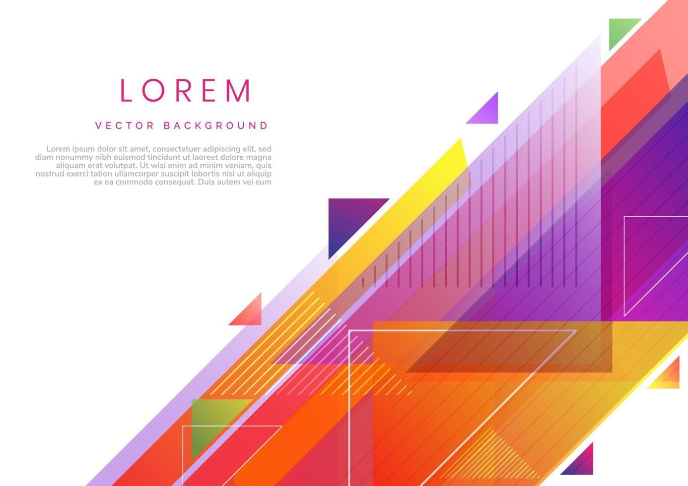 Abstract triangles colorful vibrant geometric on white background. Modern design style with space for text. vector