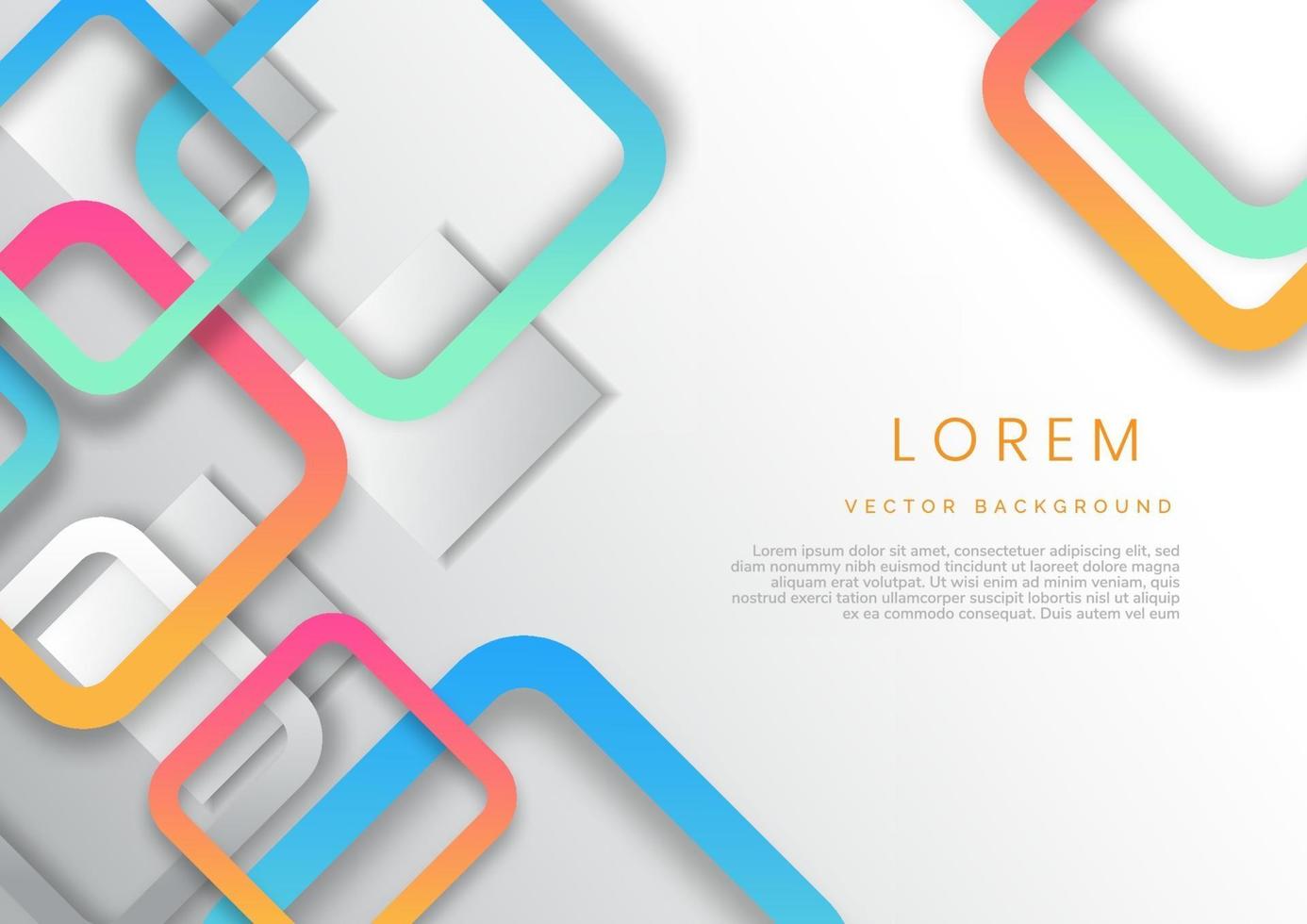 Abstract minimal style orange, blue, gradient with geometric squares overlapping creative design on grey background. vector