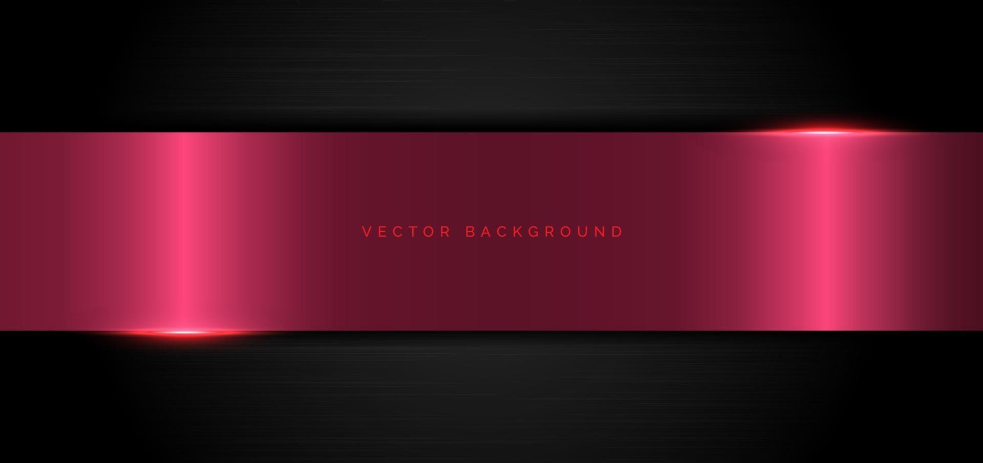 Abstract banner elegant template geometric pink metalic on black metal background and texture. vector