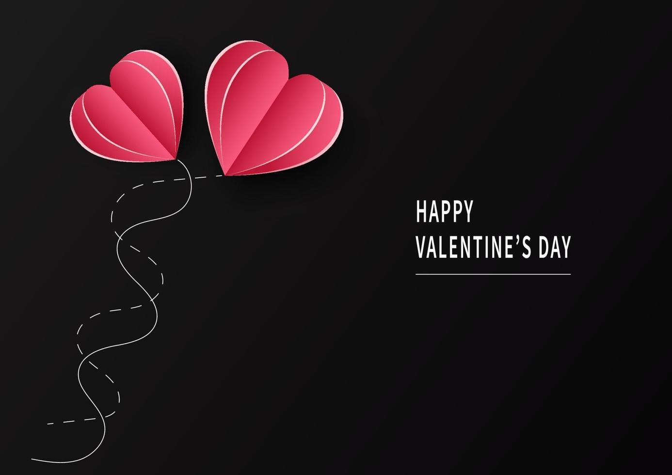 Valentine's day background. Heart paper cut red minimalistic on black background with copy space for text. vector