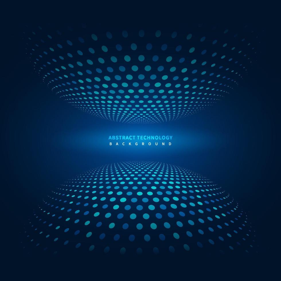 Círculo de elementos de puntos de concepto digital futurista de tecnología abstracta sobre fondo azul oscuro. vector