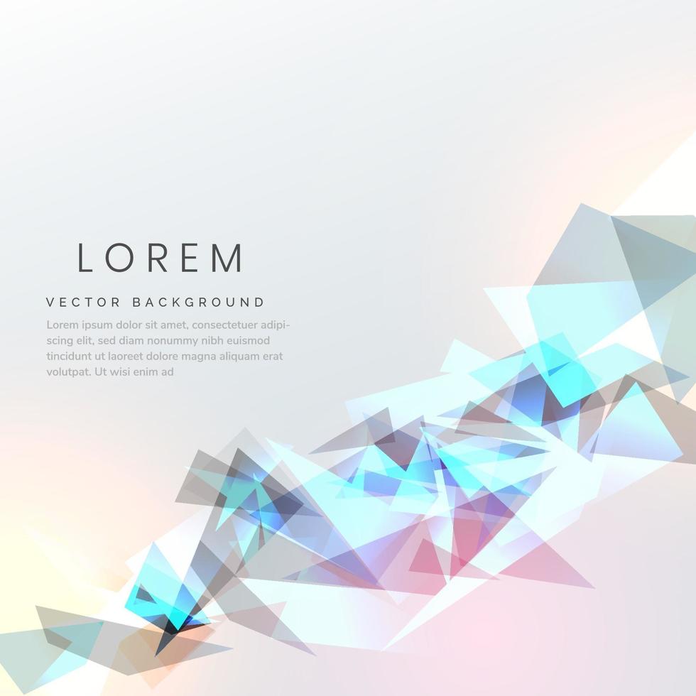 Abstract blue geometric triangles shape with light effect on grey background. vector