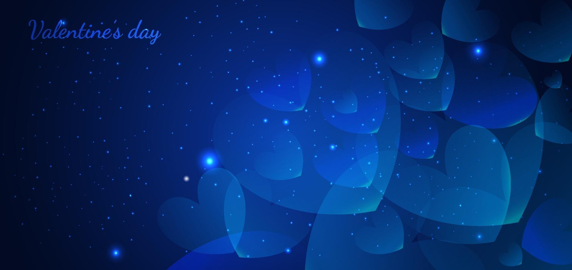 Valentine's day background. Hearts blue overlapping. vector