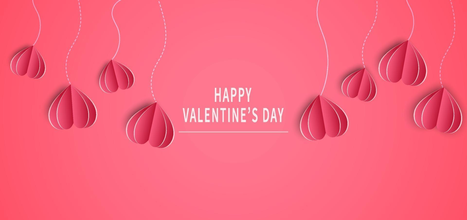 Valentine's day background. Valentine's Day greeting card design. Hearts paper cut style. vector