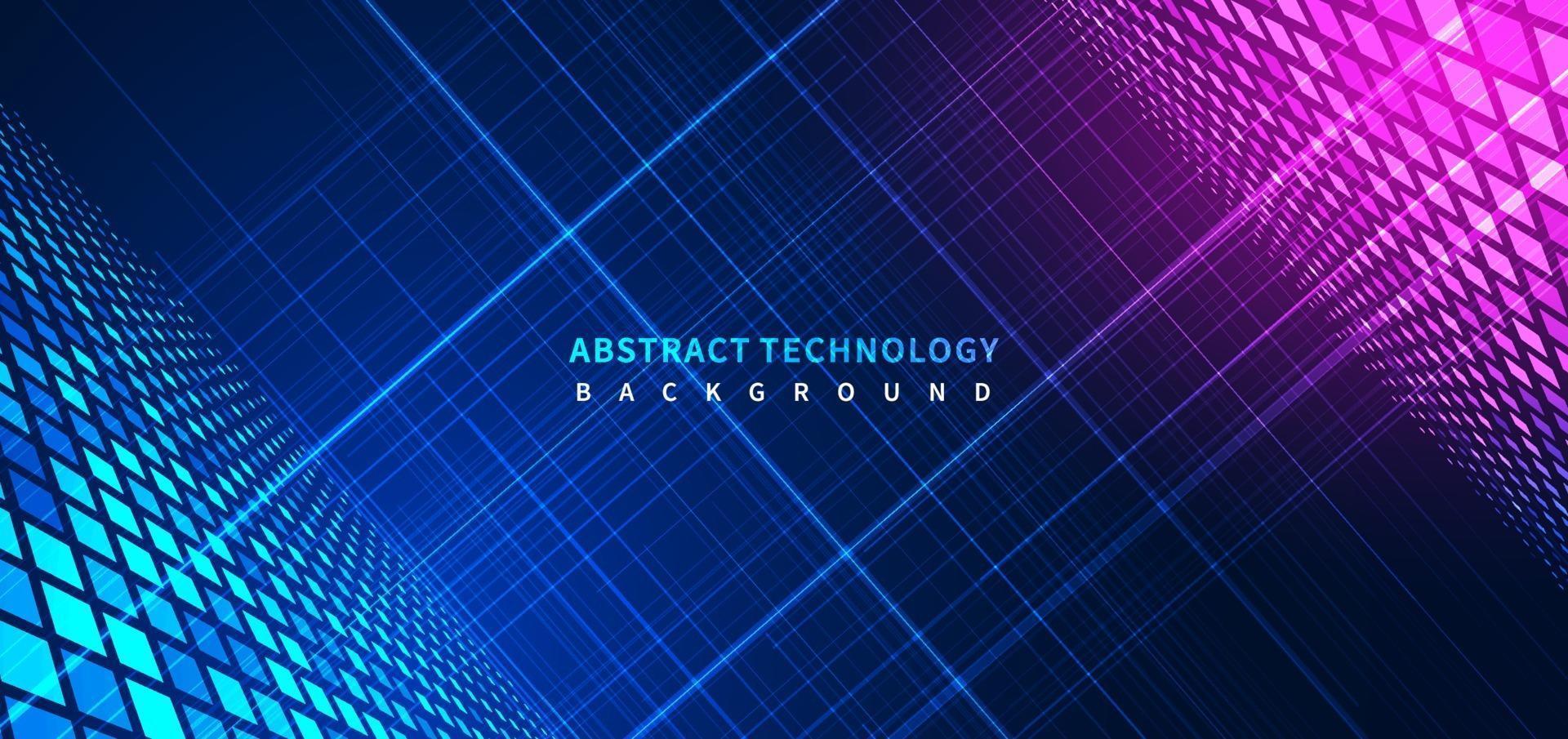 Abstract blue stripe glowing lines background with decoration square pattern. vector