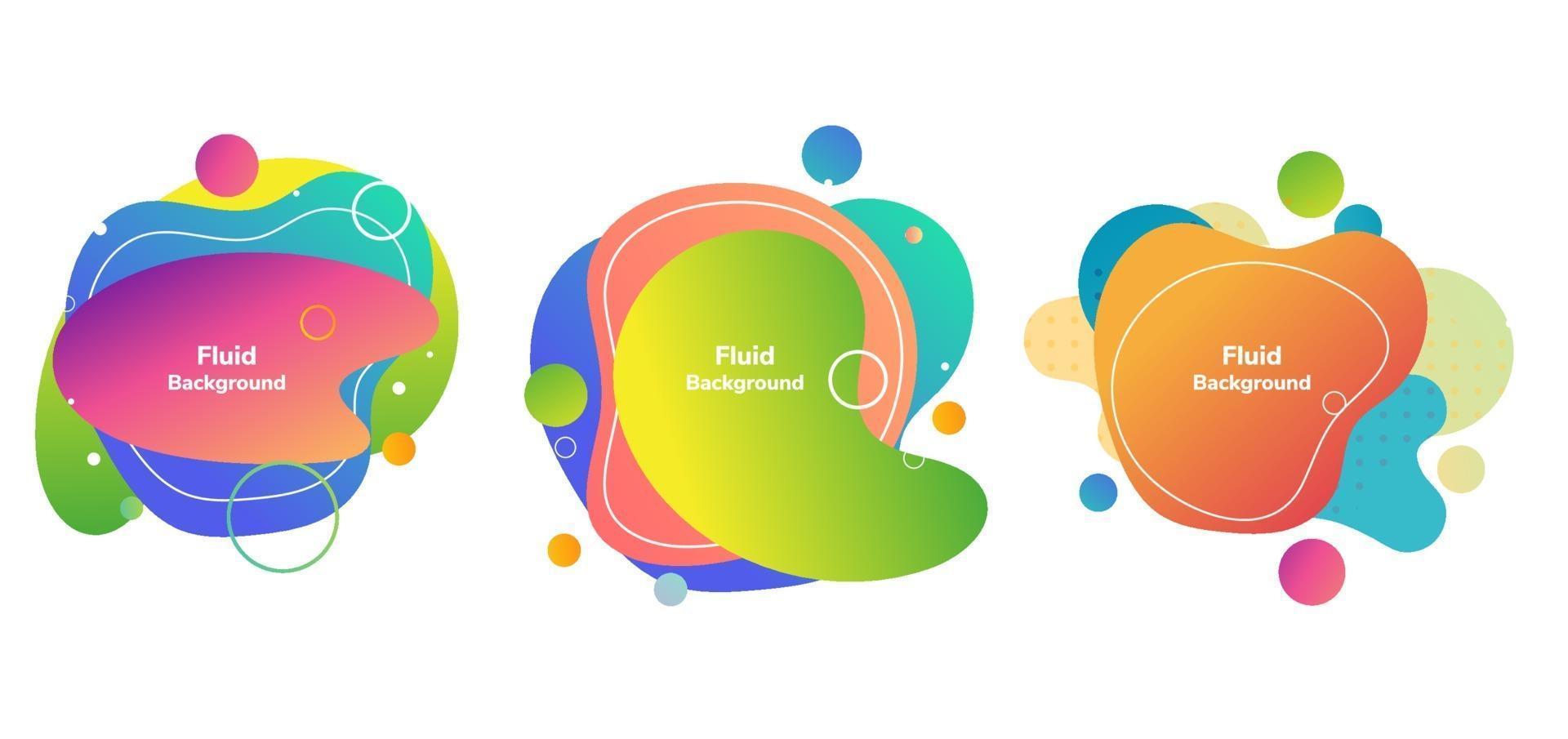 conjunto de fondo de banner de vector abstracto moderno. formas fluidas coloridas insignias elementos gráficos sobre fondo blanco.