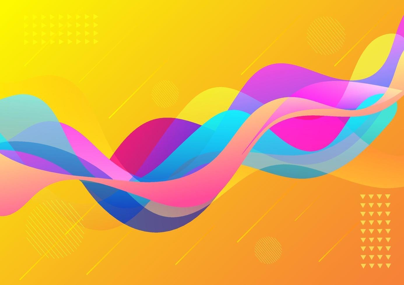 Abstract dynamic colorful vibrant wave on yellow background. vector