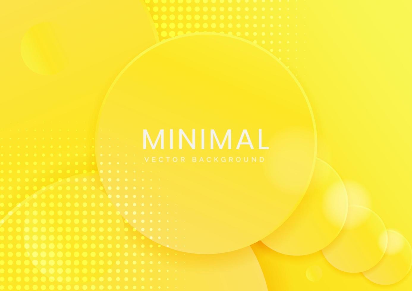 Minimal background with circles on yellow background. 3d style modern art. futuristic banner. vector