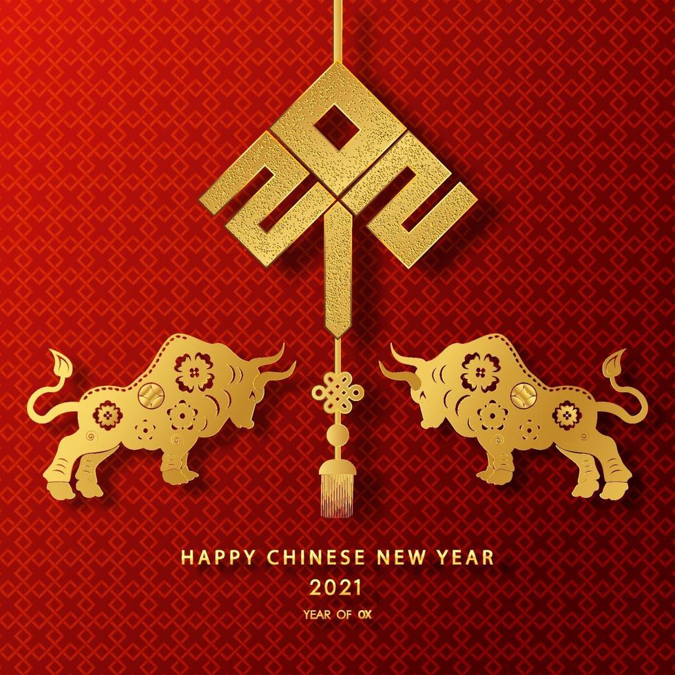 Happy chinese new year 2021 year of the ox vector