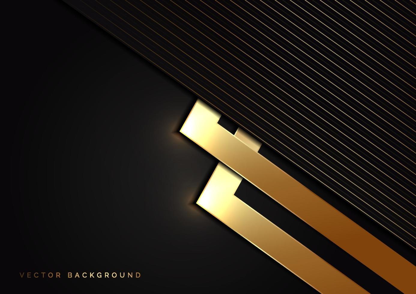 Abstract black triangle background with striped lines golden. Luxury style. vector