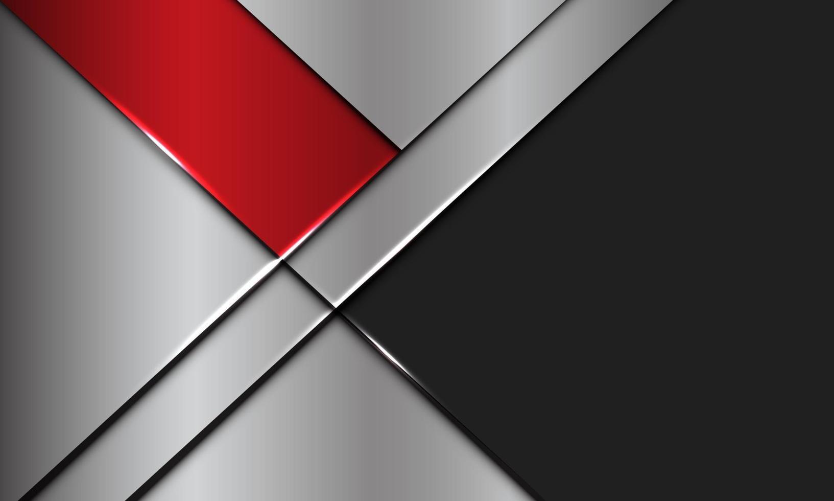 La plata metálica de la bandera roja abstracta se superpone con el ejemplo futurista moderno del vector del fondo del diseño del espacio en blanco gris oscuro.