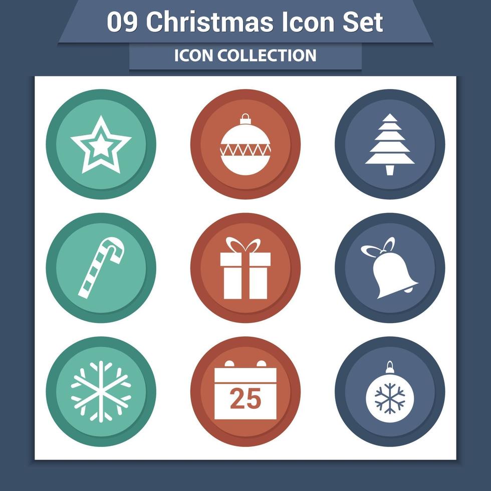 Christmas and new year icons set vector