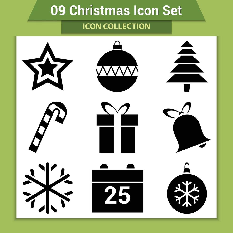 iconos de vector de navidad y decoración de año nuevo