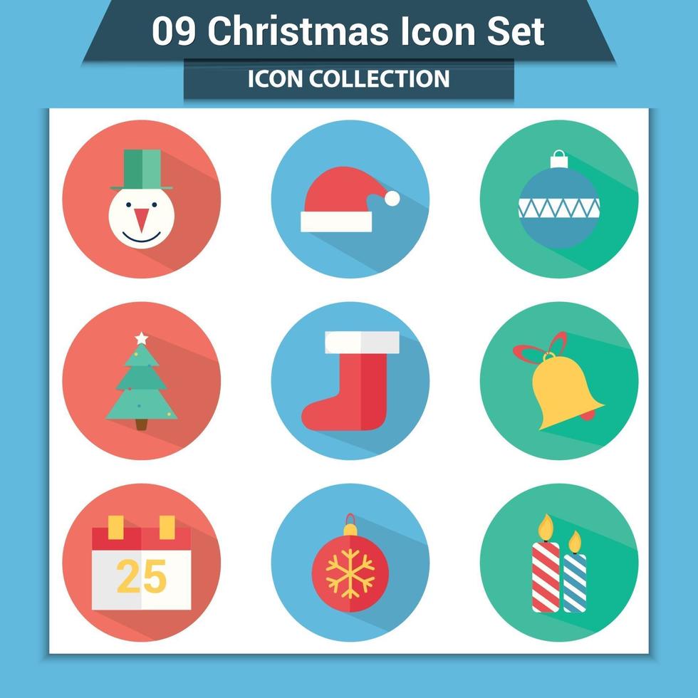 Christmas and new year icons set vector