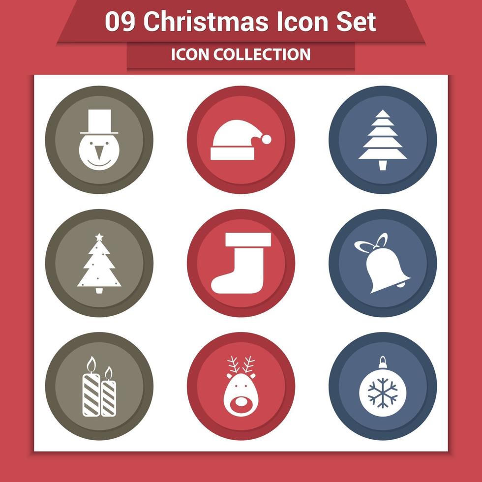 Christmas and new year icons set vector