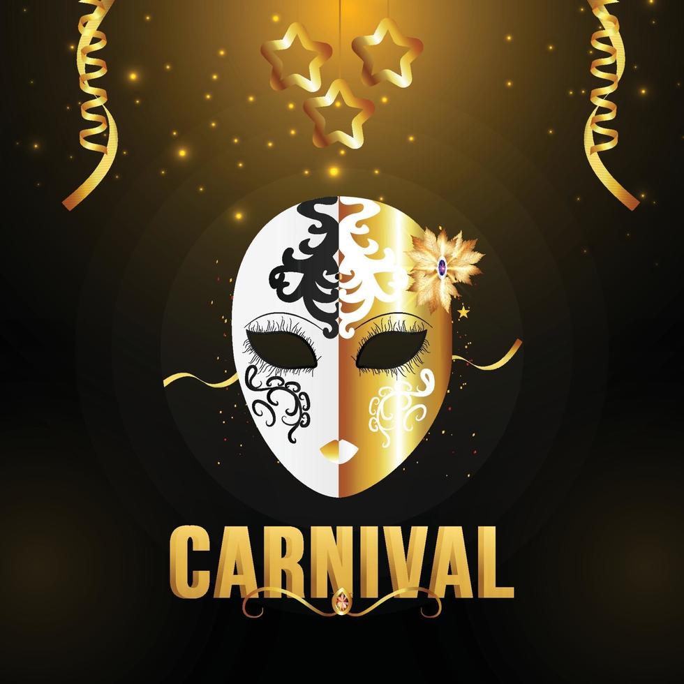 Carnival party with golden calligraphy vector