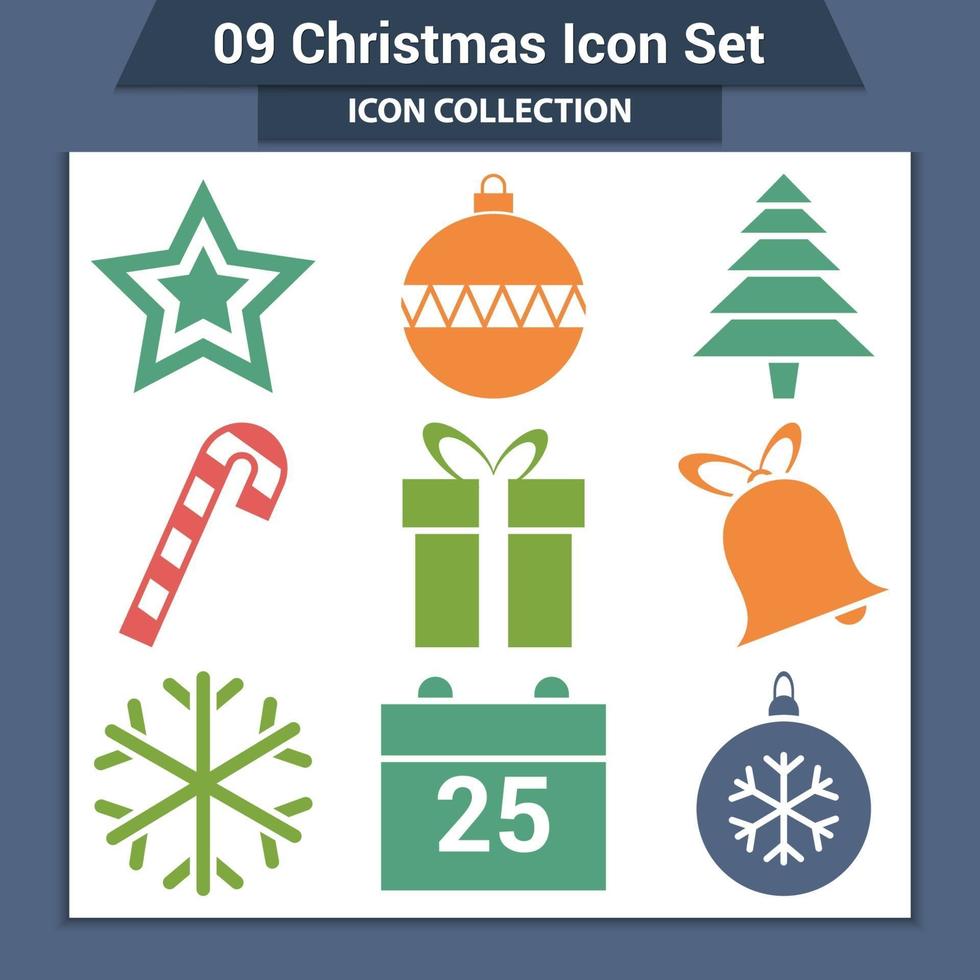 iconos de vector de navidad y decoración de año nuevo