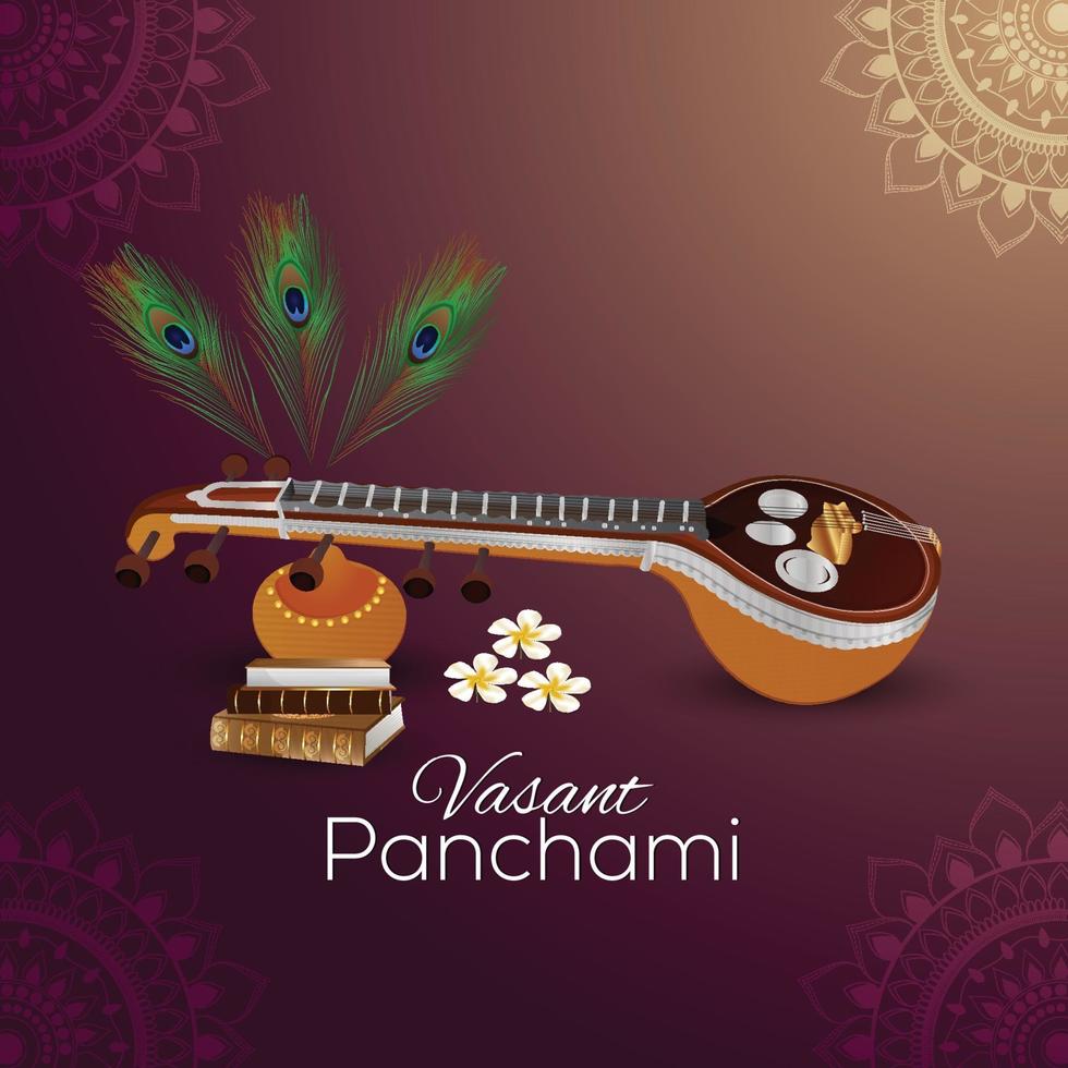 Creative illustration of Goddess Saraswati happy vasant panchami vector