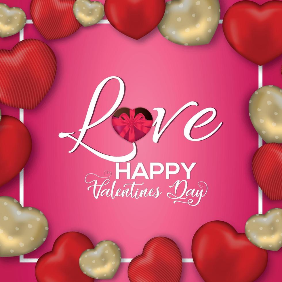 Happy Valentine's Day concept on red background vector