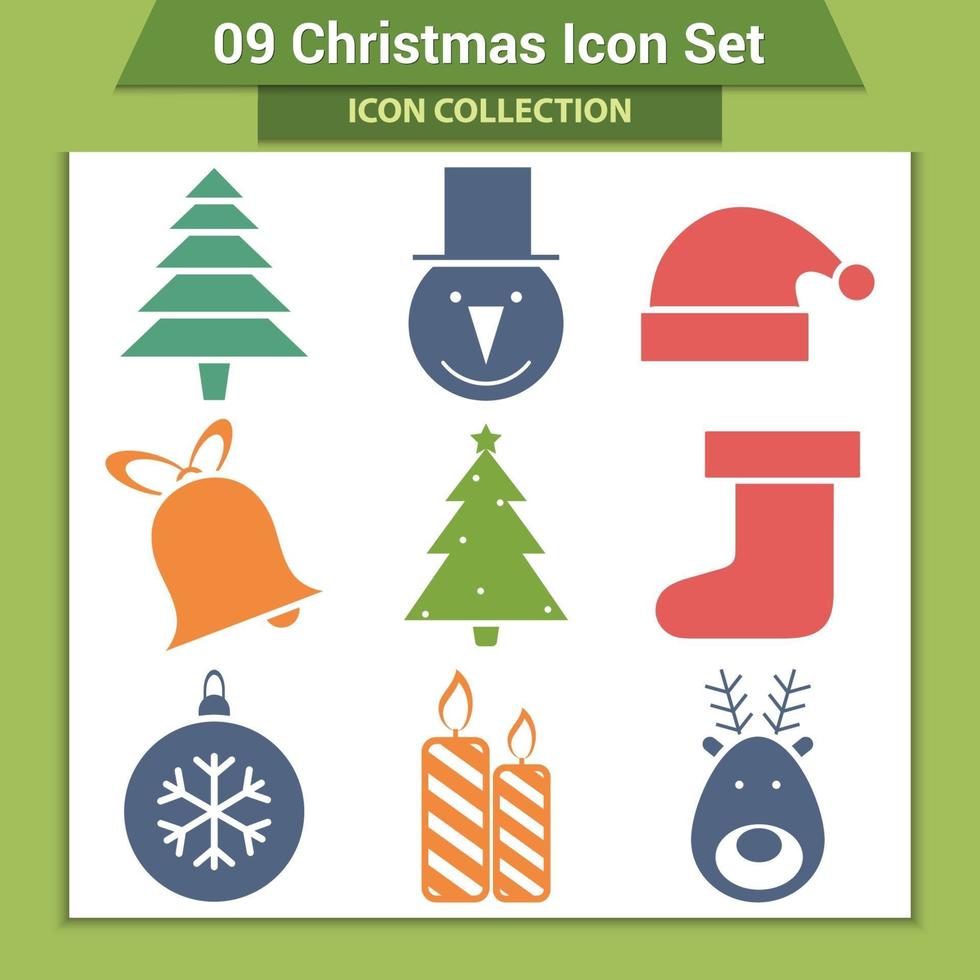 iconos de vector de navidad y decoración de año nuevo