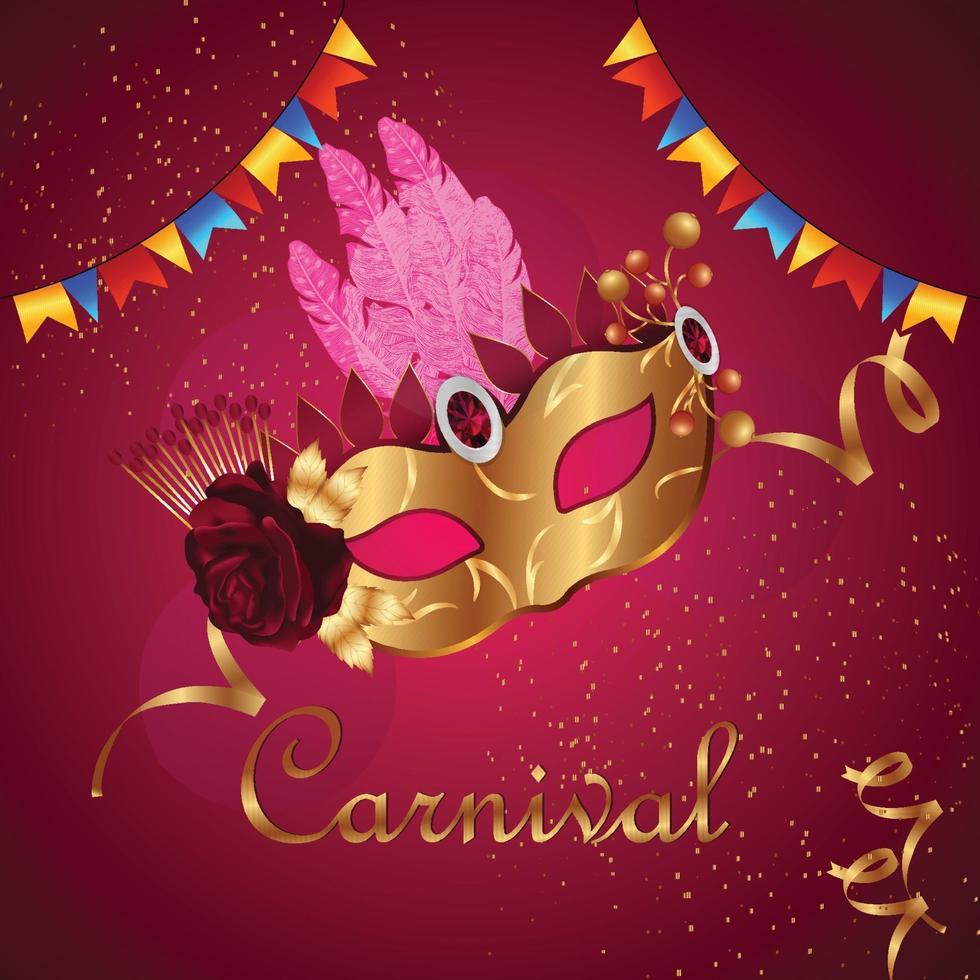 Golden mask for carnival celebration vector