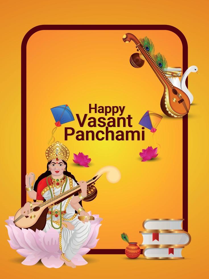 feliz vasant panchami tarjetas de felicitación vector