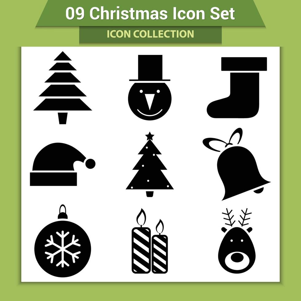 iconos de vector de navidad y decoración de año nuevo