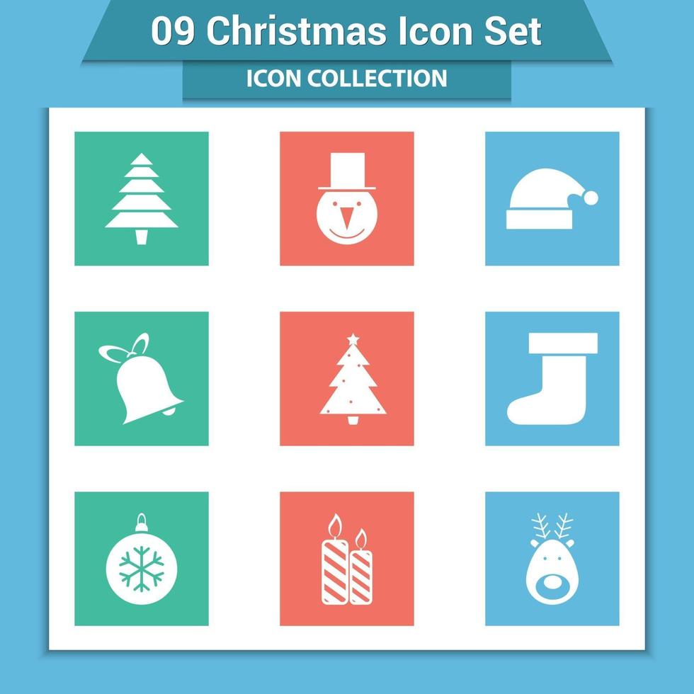 Christmas and new year icons set vector