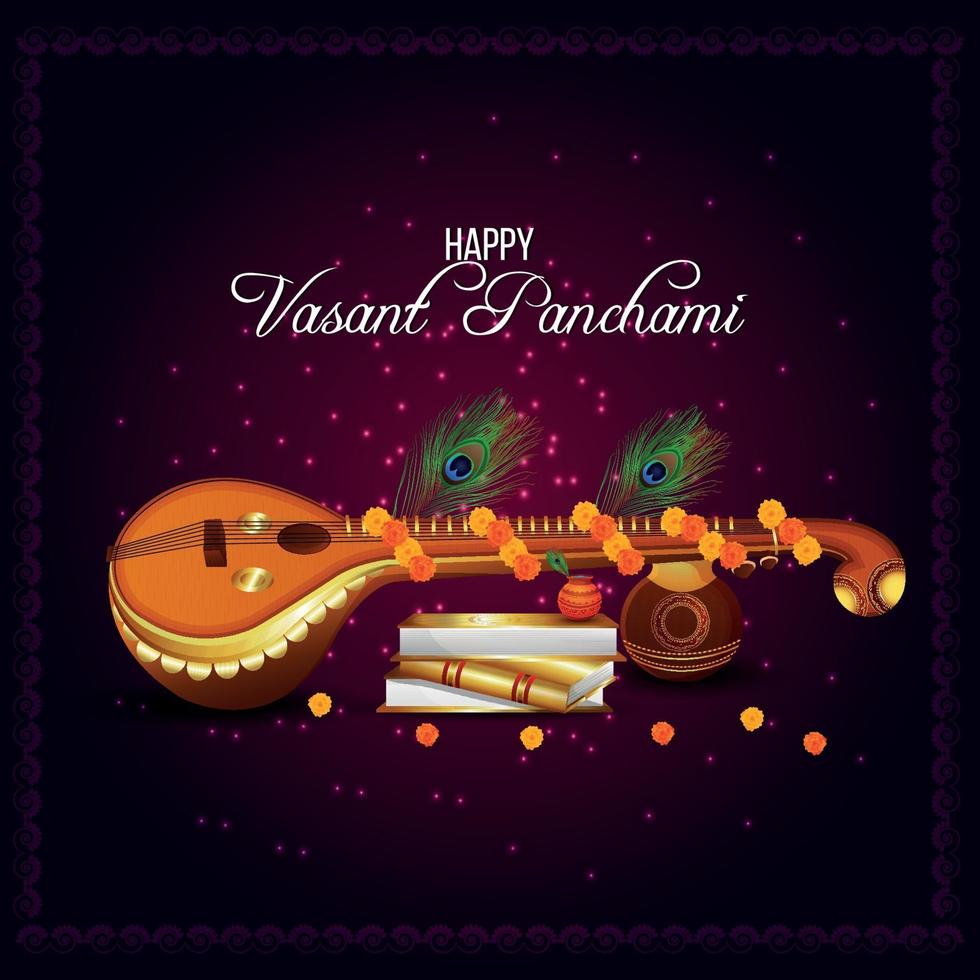 Happy vasant panchami celebration background vector
