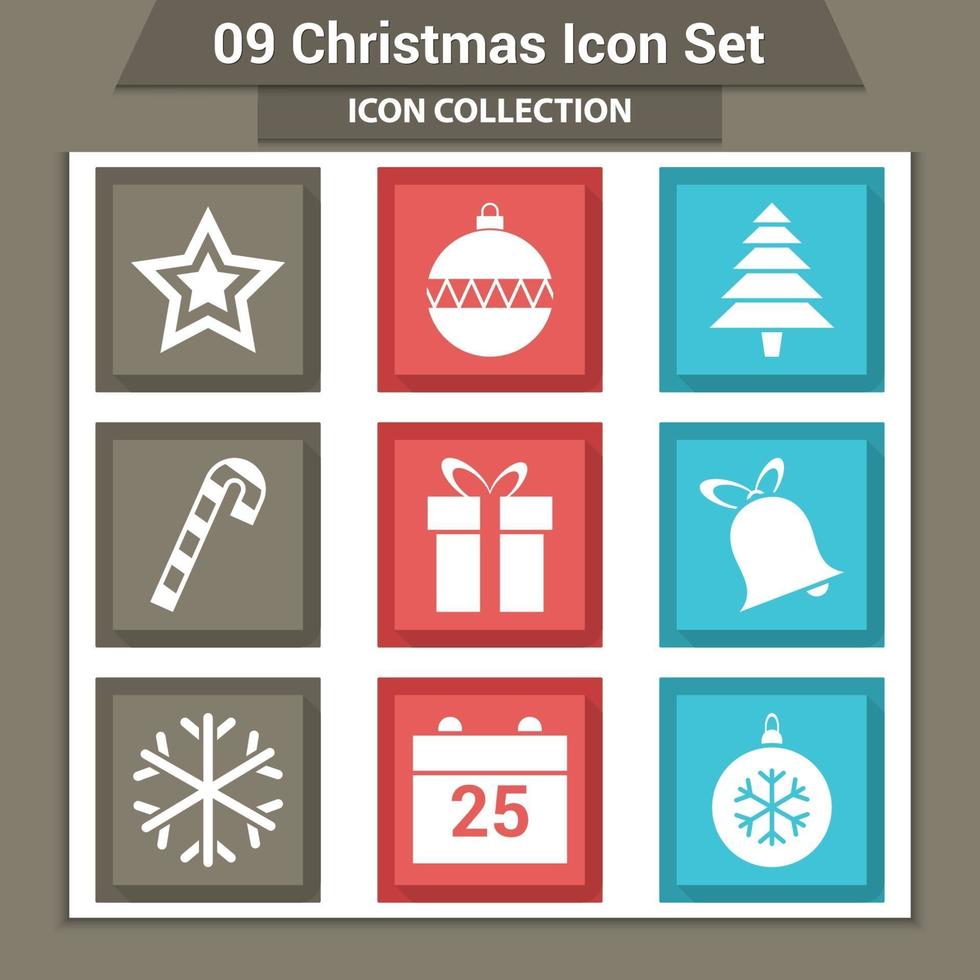Christmas and new year icons set vector