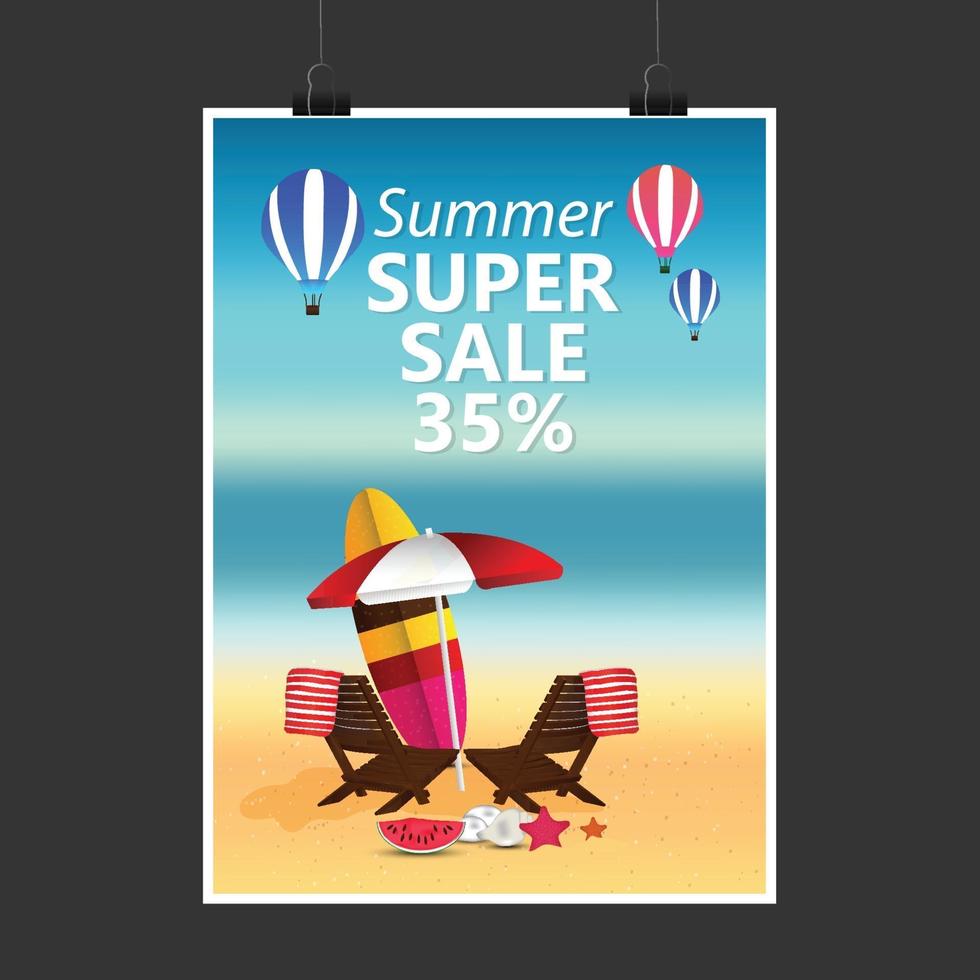 Beach party flyer mockup vector