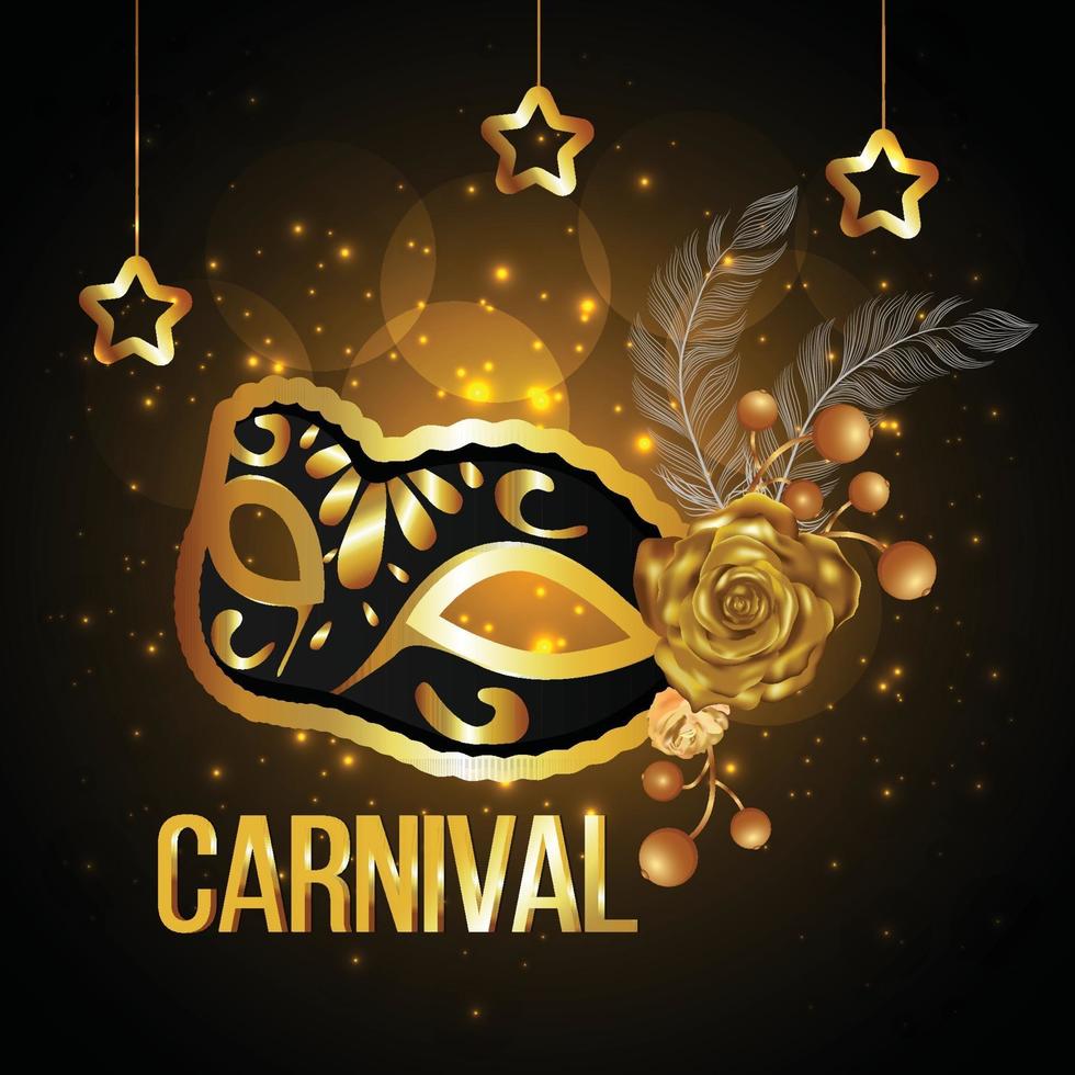 Golden mask for carnival celebration vector